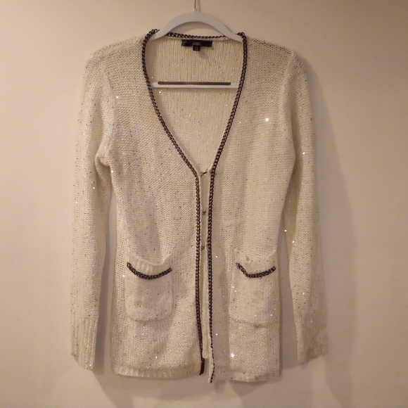 Sioni Sweaters - DONATING 6/30/22 Sioni xs  creme sequin and metallic cardigan